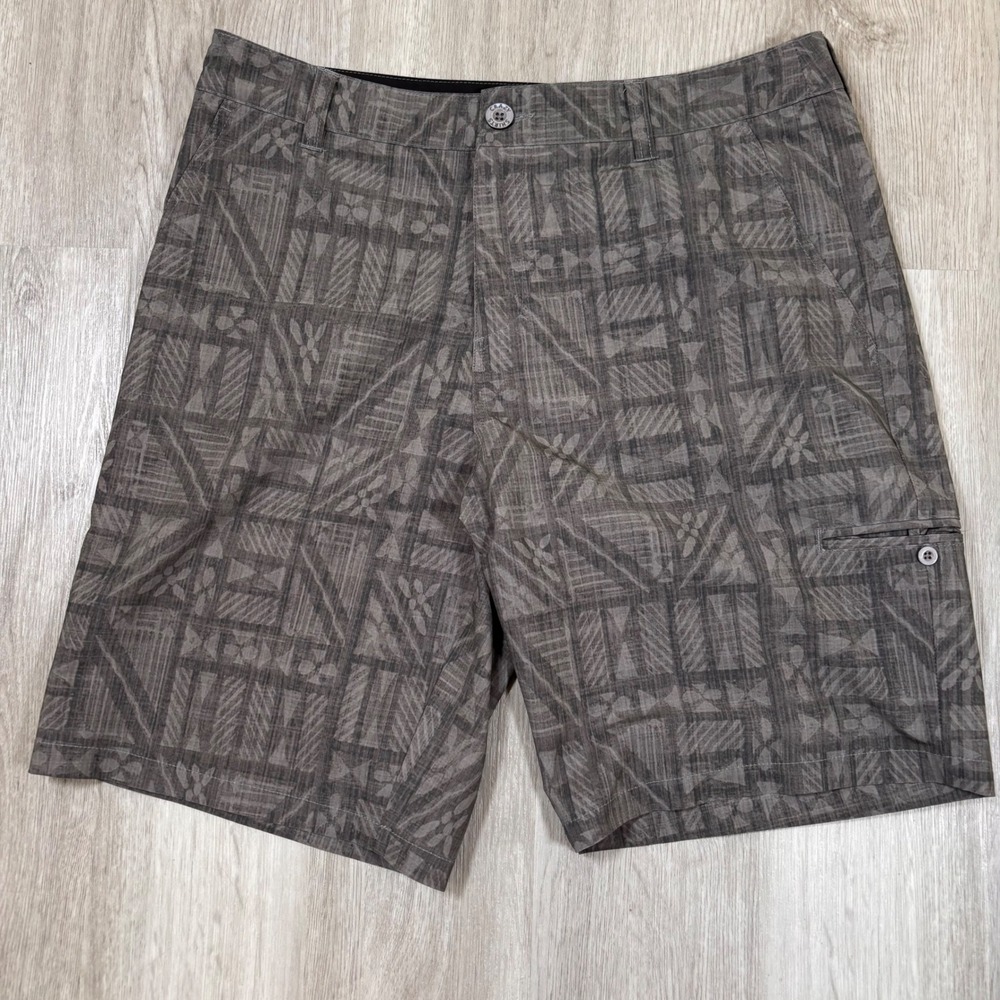 Crazy Shirts Mens Gray Geometric Print Board Shorts Swim Trunks Size‎ 34 Hawaii